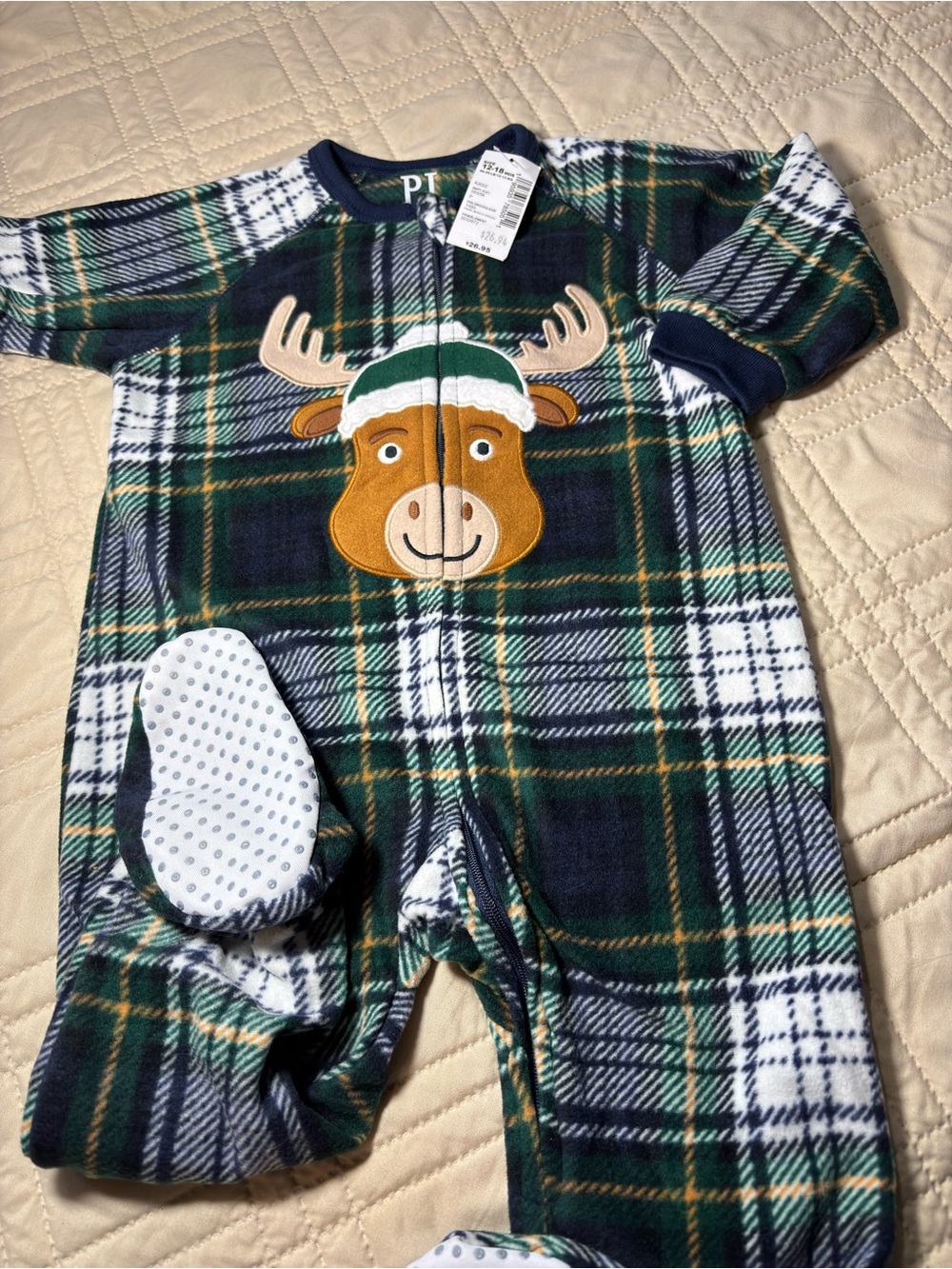 Children's Place 12-18M Moose Plaid Onesie